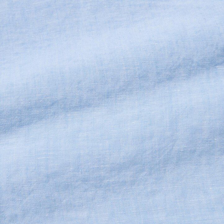 pánské tričko uniqlo 100pct premium linen regular fit s límcem grandad modré