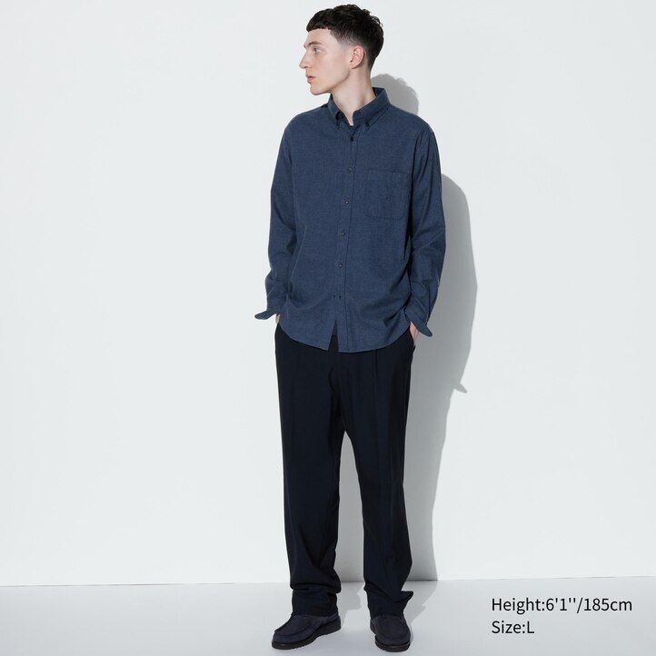pánské flanelové tričko uniqlo regular fit s knoflíkovým límcem bílé