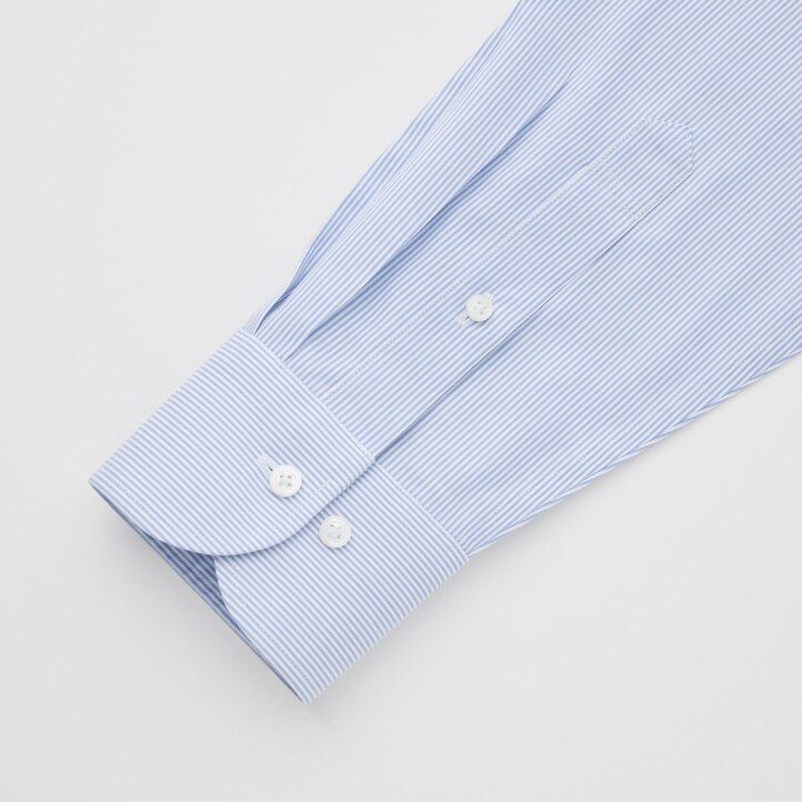 pánské modré pruhované košile uniqlo super non iron slim fit s polovykrojeným límcem
