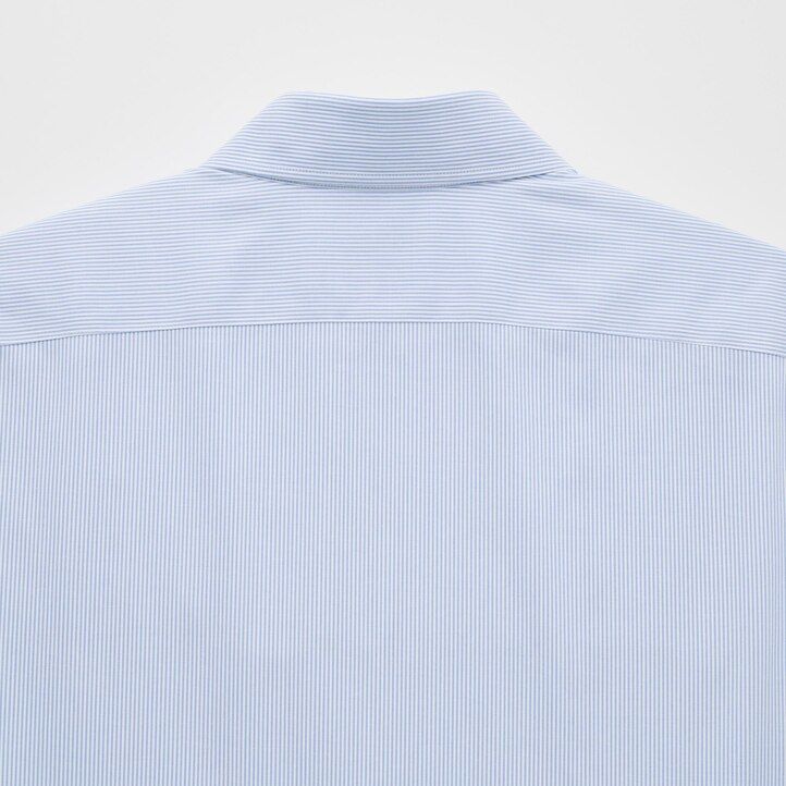 pánské modré pruhované košile uniqlo super non iron slim fit s polovykrojeným límcem