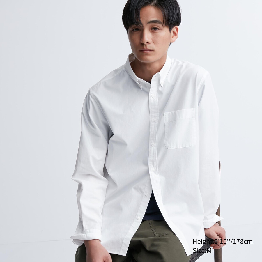 pánské košile uniqlo extra fine cotton broadcloth regular fit s knoflíkovým límcem bílé