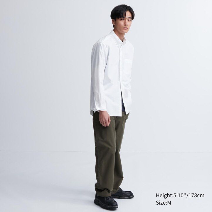 pánské košile uniqlo extra fine cotton broadcloth regular fit s knoflíkovým límcem bílé