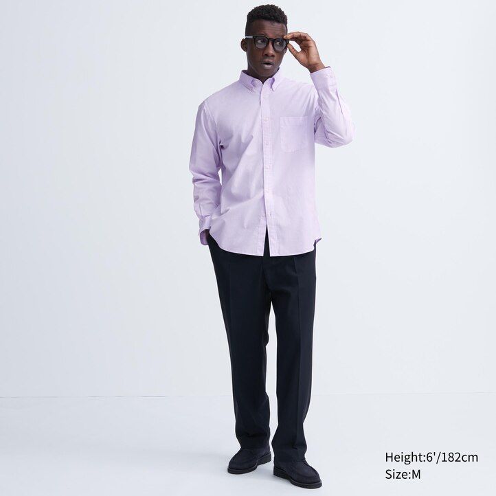 pánské košile uniqlo extra fine cotton broadcloth regular fit s knoflíkovým límcem bílé