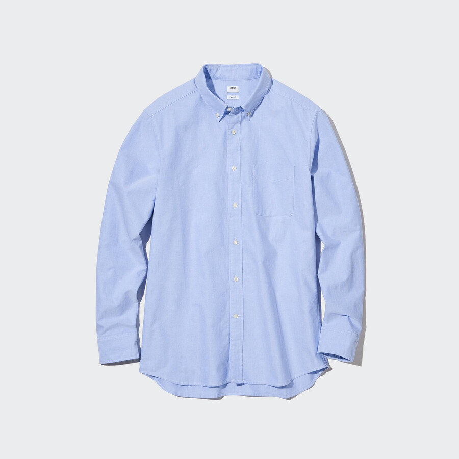 pánské modré košile uniqlo slim fit oxford s knoflíkovým límcem