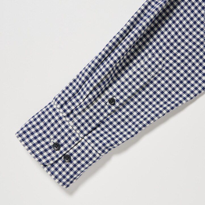 pánské červené flanelové košile uniqlo s kostkovaným límcem a knoflíky regular fit