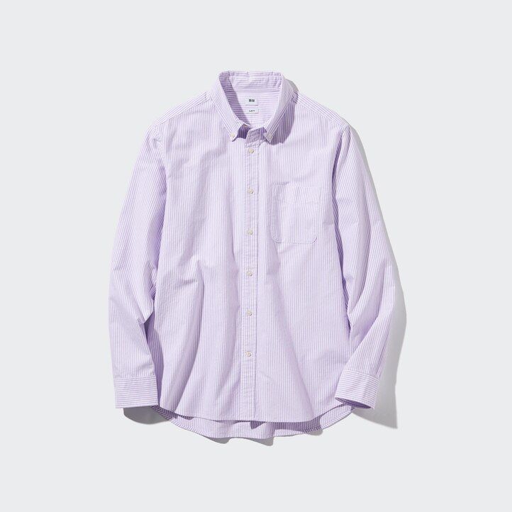 modré pánské pruhované oxfordské košile uniqlo slim fit s regular límcem
