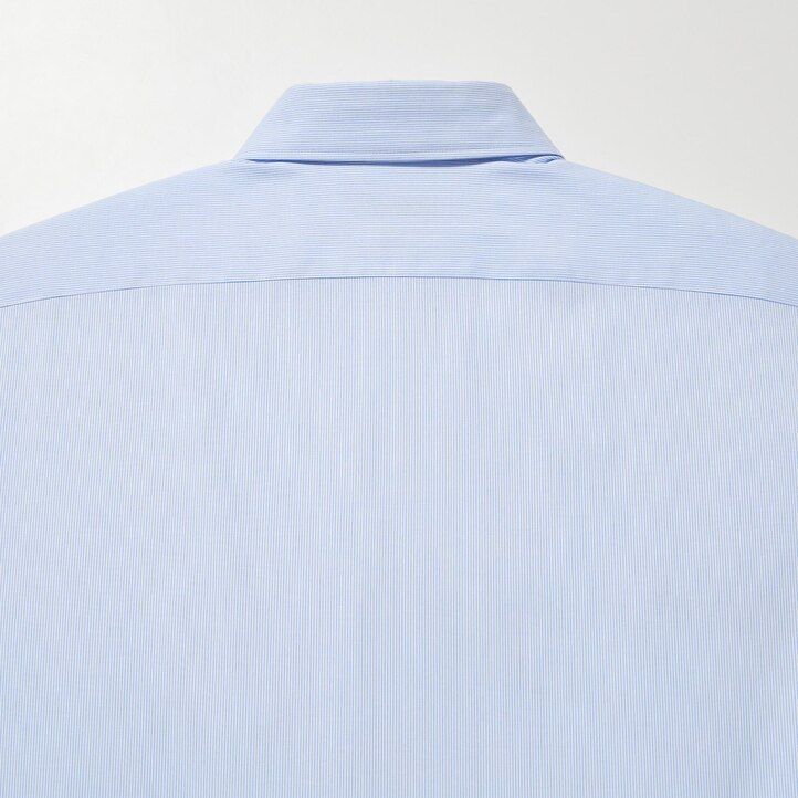 pánské košile uniqlo easyre stretch slim fit s pruhovaným polovykrojeným límcem modré