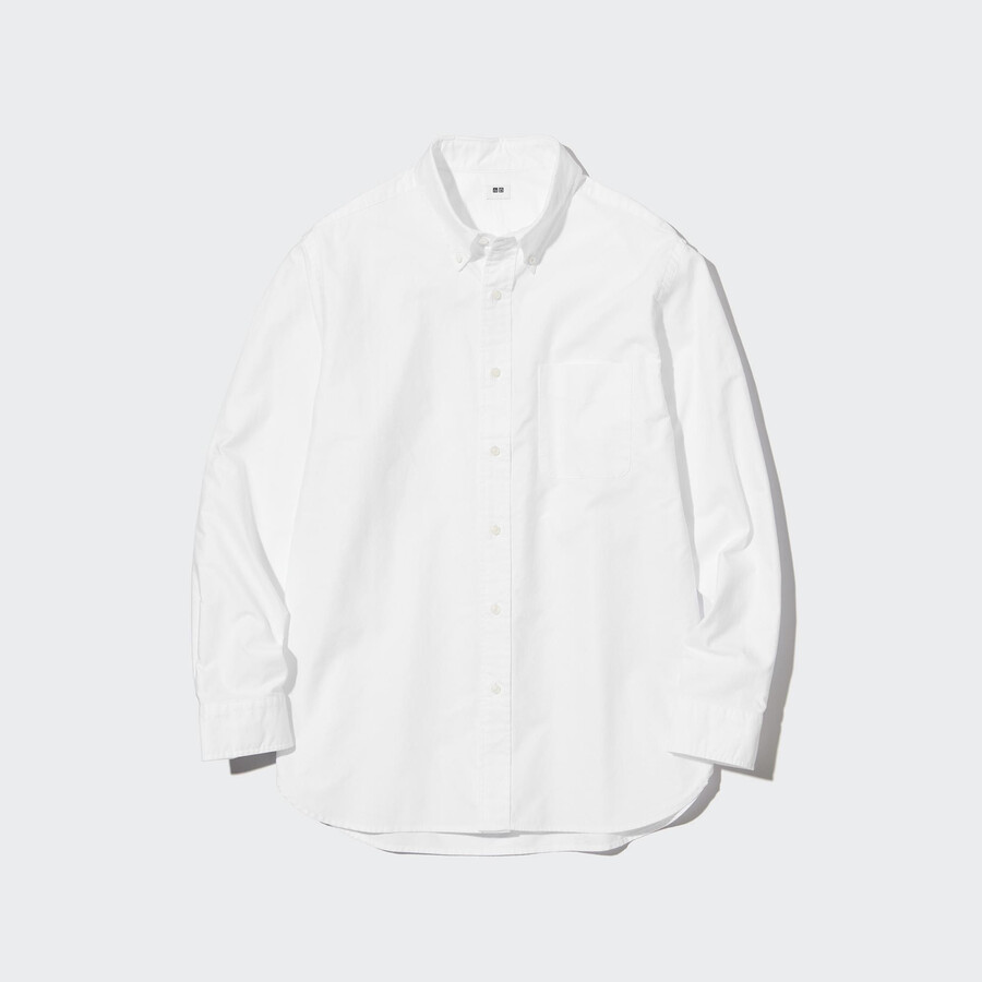 pánské bílé košile uniqlo regular fit oxford s knoflíkovým límcem