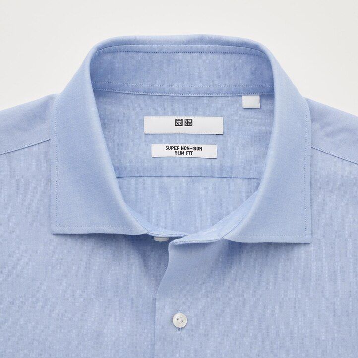 bílé pánské tričko uniqlo super non iron slim fit s polovykrojeným límcem