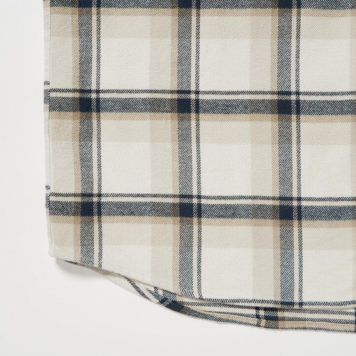 pánské flanelové košile uniqlo regular fit s kostkovaným límcem béžové