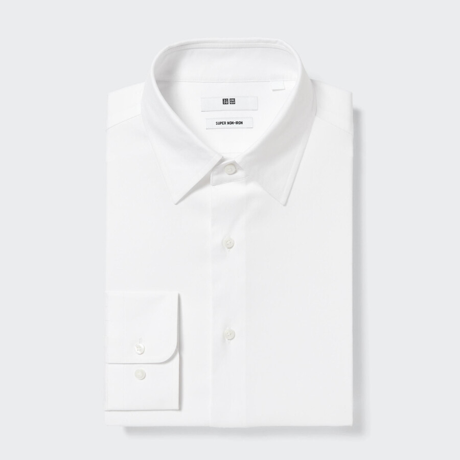 bílé pánské tričko uniqlo super non iron regular fit s běžným límcem