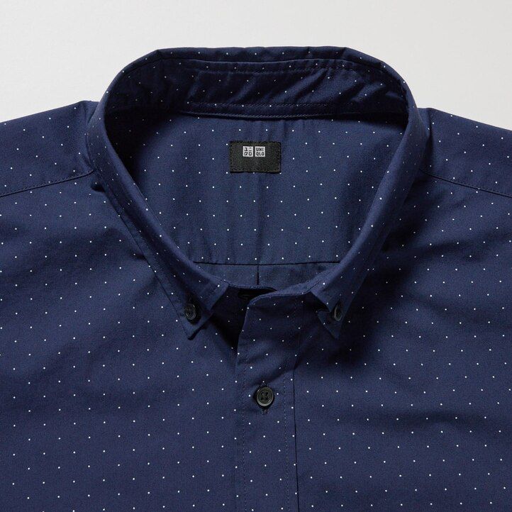 pánské košile uniqlo extra fine cotton broadcloth regular fit s potiskem a límcem na knoflíky bílé