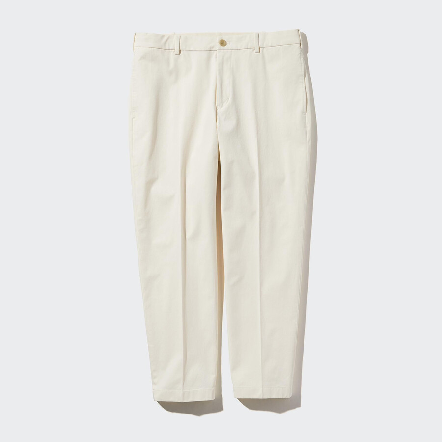 bílé pánské elegantní bavlněné kalhoty uniqlo po kotníky
