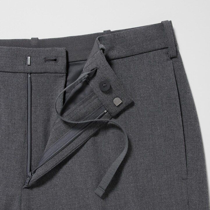 pánské elegantní vlněné kalhoty uniqlo po kotníky šedé