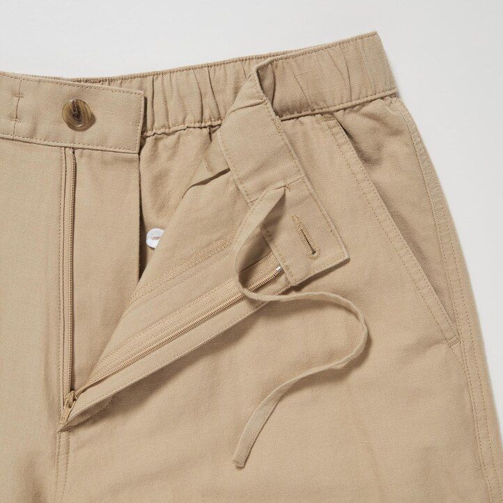 pánské kalhoty uniqlo ze směsi lnu v hořčicové barvě