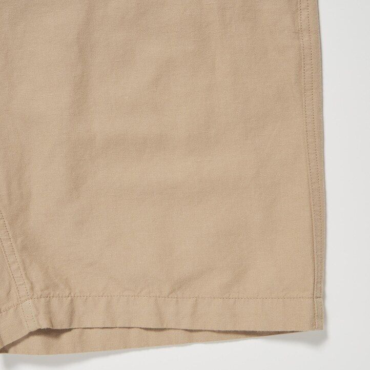 pánské kalhoty uniqlo ze směsi lnu v hořčicové barvě