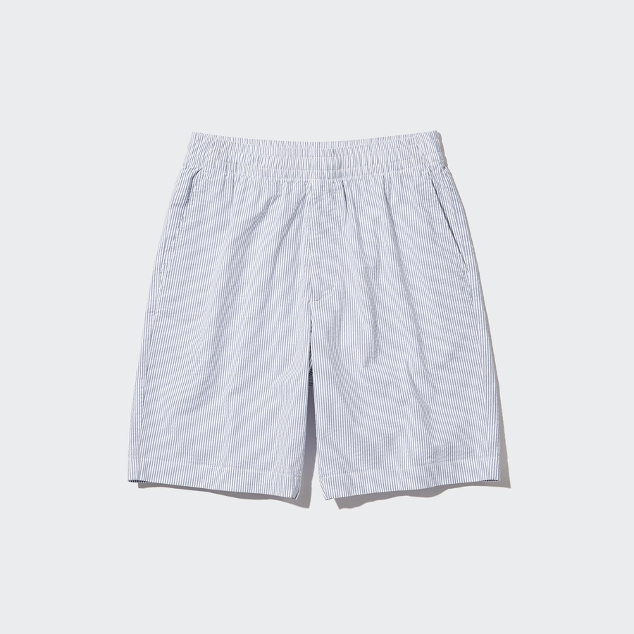 pánské kalhoty uniqlo dry stretch seersucker easys modré