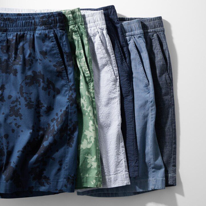 pánské kalhoty uniqlo dry stretch seersucker easys modré