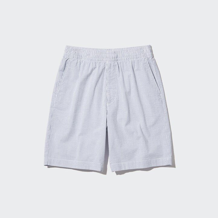pánské kalhoty uniqlo dry stretch seersucker easys modré