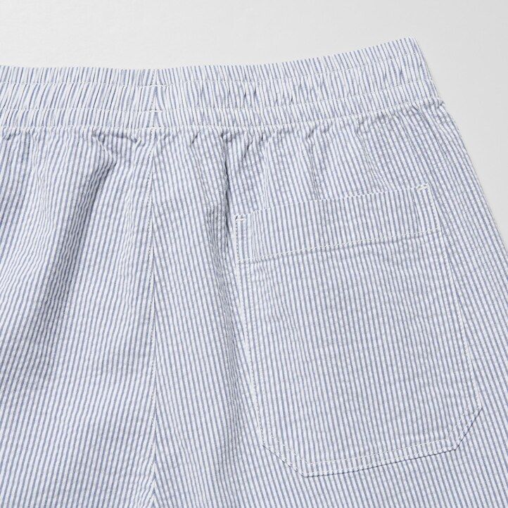 pánské kalhoty uniqlo dry stretch seersucker easys modré