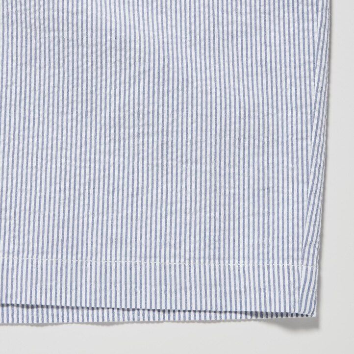 pánské kalhoty uniqlo dry stretch seersucker easys modré