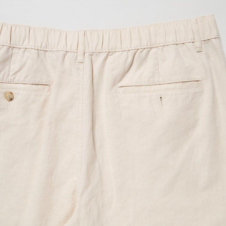 pánské kalhoty uniqlo relaxed fit z olivové směsi lnu