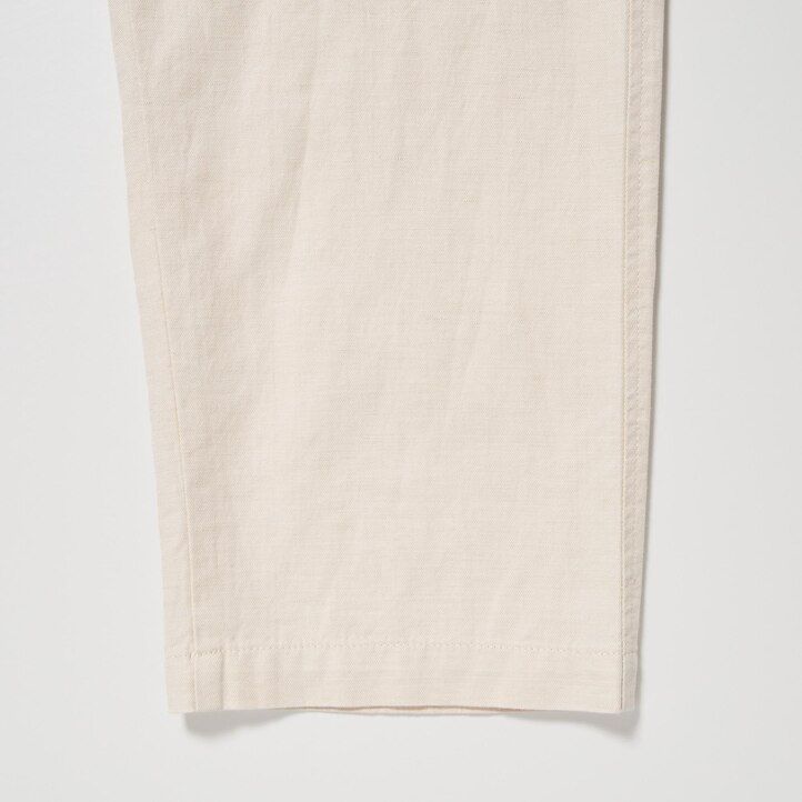 pánské kalhoty uniqlo relaxed fit z olivové směsi lnu