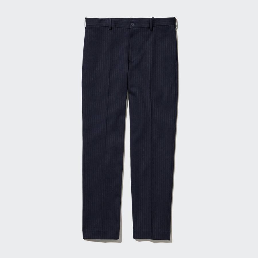 pánské elegantní pruhované kalhoty uniqlo tmavě modré barvy