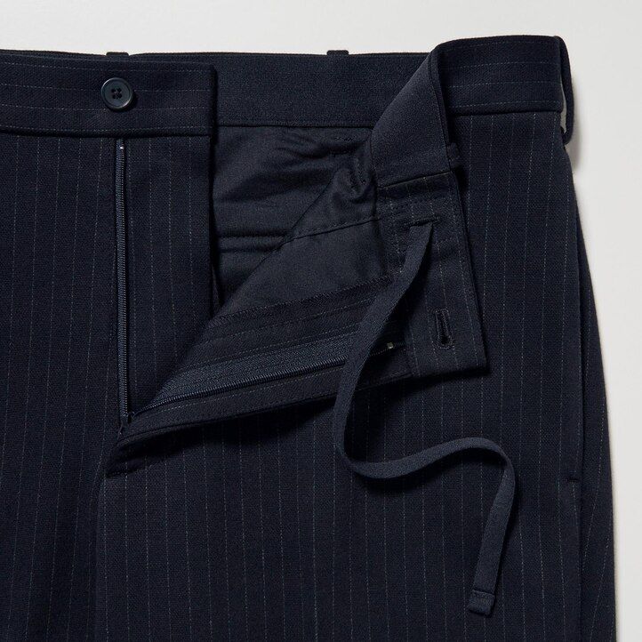 pánské elegantní pruhované kalhoty uniqlo tmavě modré barvy
