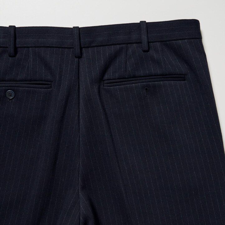 pánské elegantní pruhované kalhoty uniqlo tmavě modré barvy