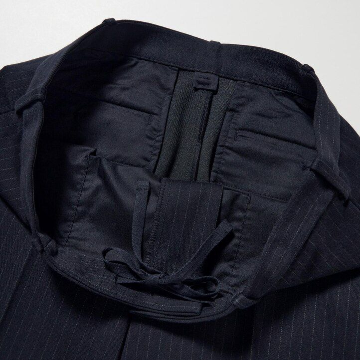 pánské elegantní pruhované kalhoty uniqlo tmavě modré barvy