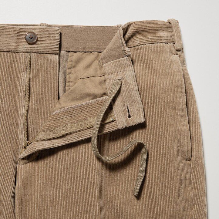pánské kalhoty uniqlo smart corduroy v béžové barvě