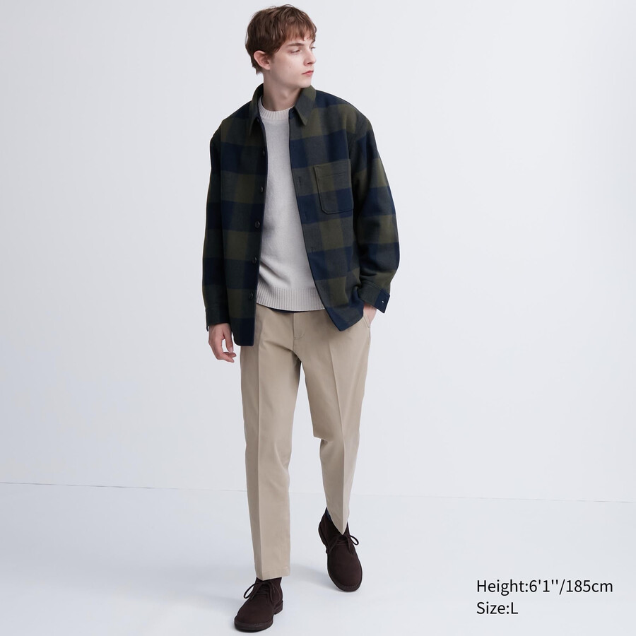béžové pánské elegantní bavlněné kalhoty uniqlo po kotníky
