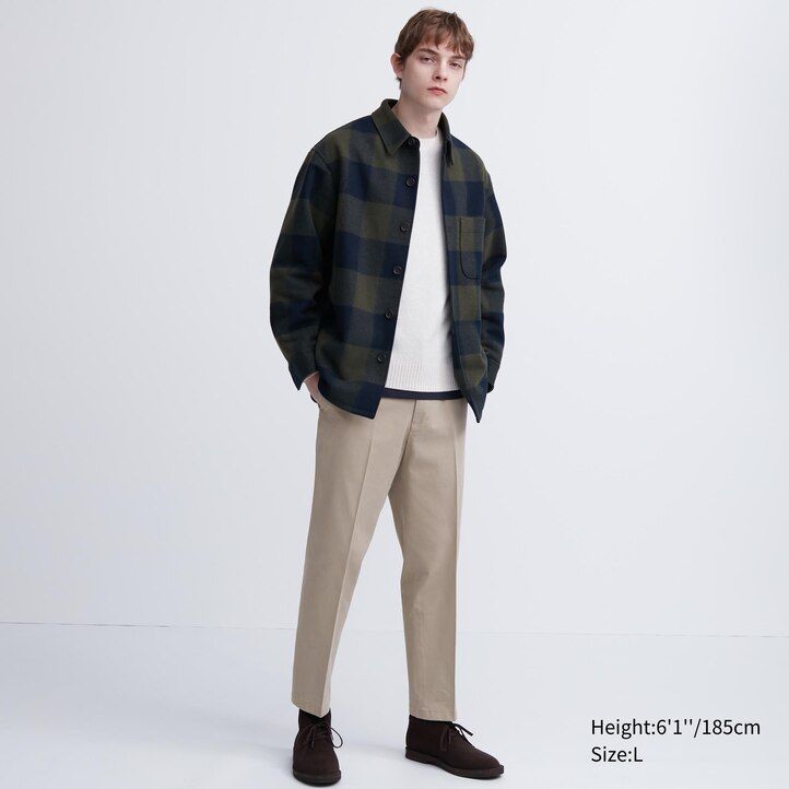 béžové pánské elegantní bavlněné kalhoty uniqlo po kotníky