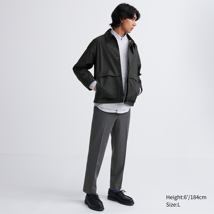 pánské šedé elegantní vlněné kalhoty uniqlo po kotníky
