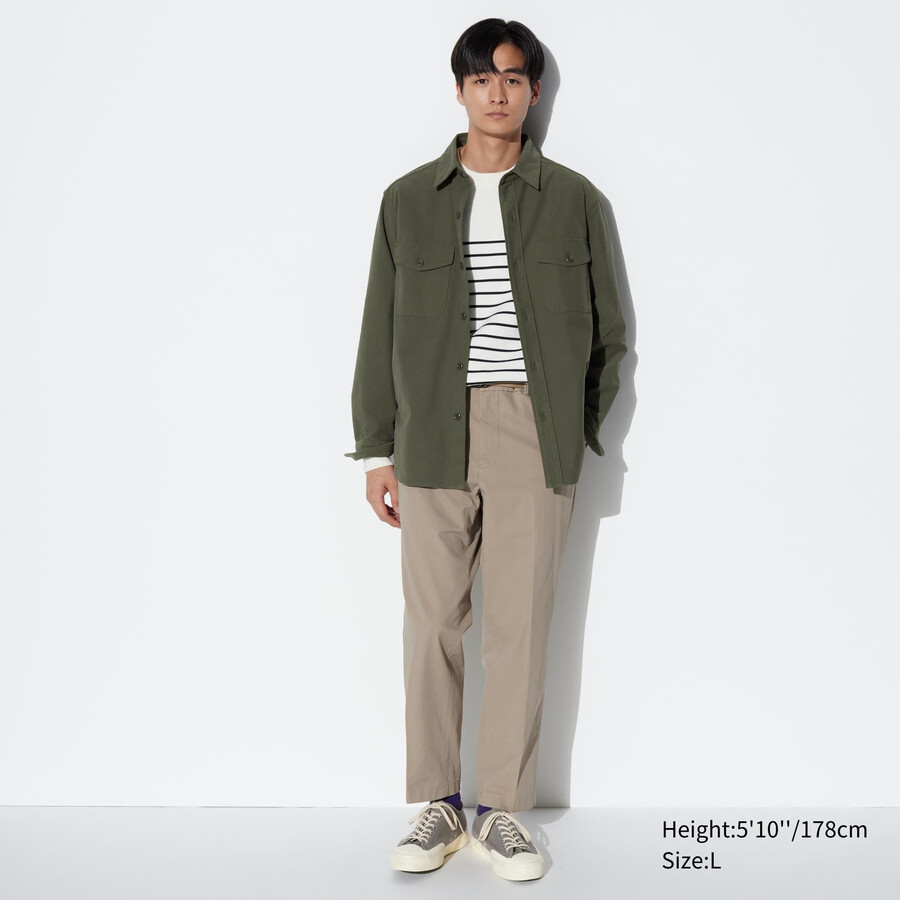 pánské kalhoty uniqlo smart cotton v béžové barvě po kotníky