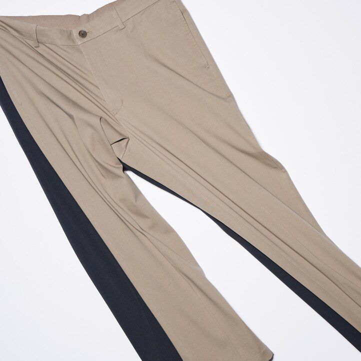 pánské kalhoty uniqlo smart cotton v béžové barvě po kotníky
