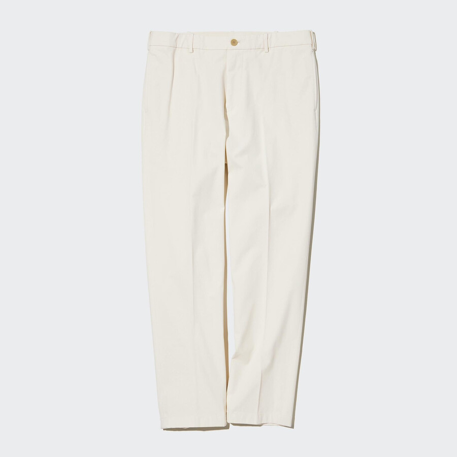 pánské kalhoty uniqlo smart cotton v délce po kotníky z bílé bavlny