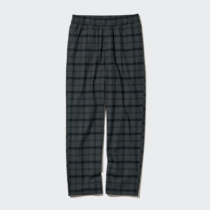pánské kalhoty uniqlo flanel easy patterned po kotníky tmavě šedé