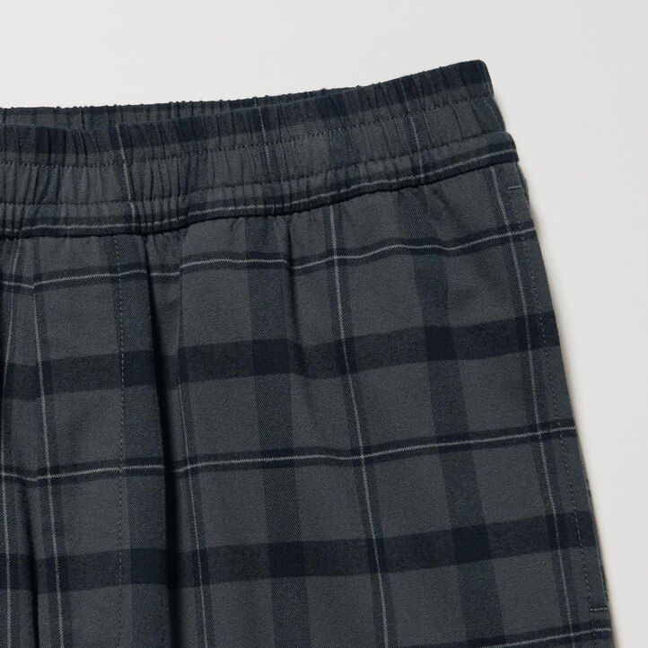 pánské kalhoty uniqlo flanel easy patterned po kotníky tmavě šedé
