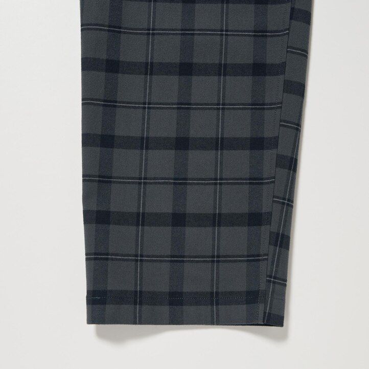 pánské kalhoty uniqlo flanel easy patterned po kotníky tmavě šedé