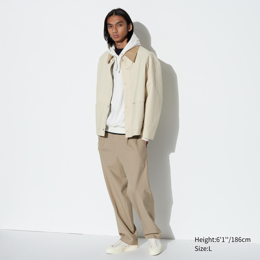pánské kalhoty uniqlo pleated wide leg béžové