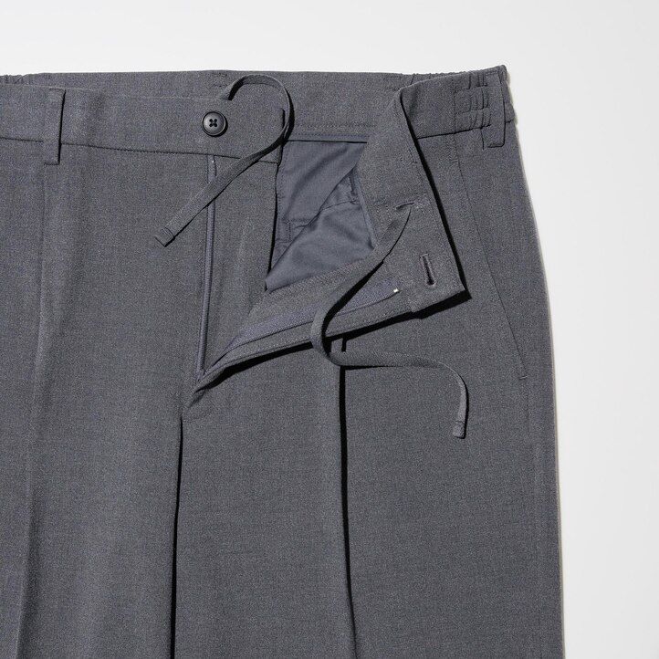 pánské kalhoty uniqlo pleated wide leg béžové