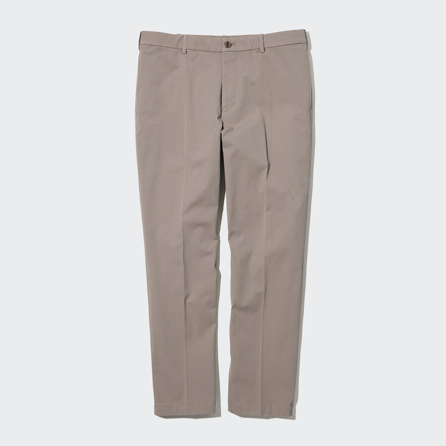 pánské elegantní bavlněné kalhoty uniqlo po kotníky béžové barvy