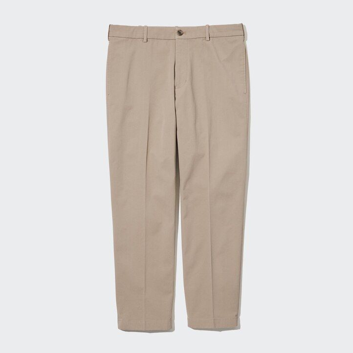 pánské kalhoty uniqlo smart cotton v olivové barvě s délkou po kotníky