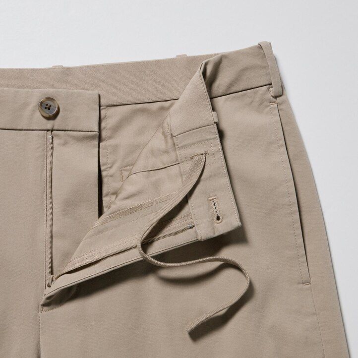 pánské kalhoty uniqlo smart cotton v olivové barvě s délkou po kotníky