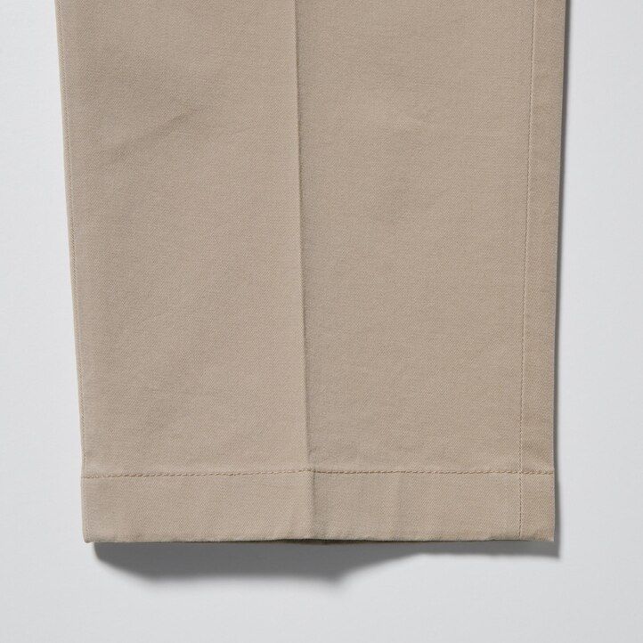 pánské kalhoty uniqlo smart cotton v olivové barvě s délkou po kotníky
