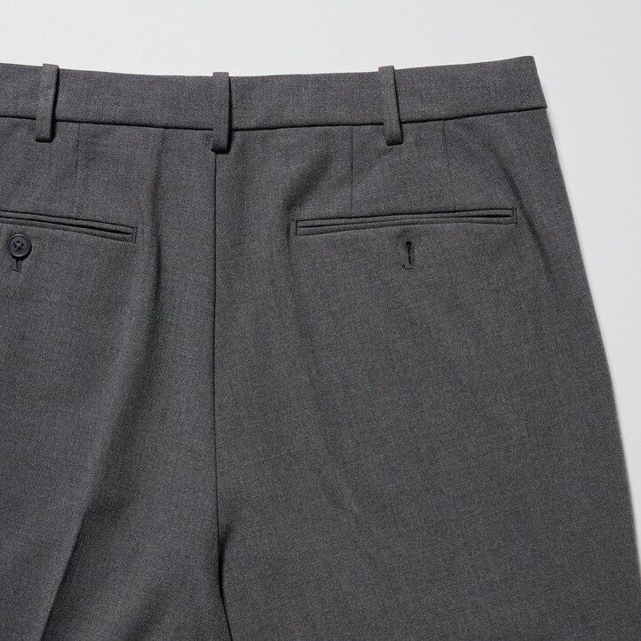 Šedé pánské kalhoty uniqlo smart s vlněným vzorem po kotníky