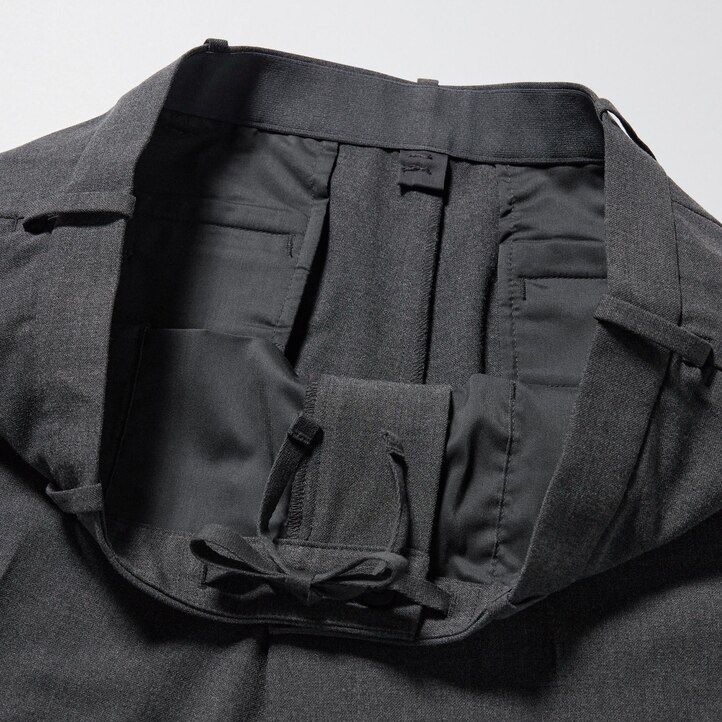 Šedé pánské kalhoty uniqlo smart s vlněným vzorem po kotníky