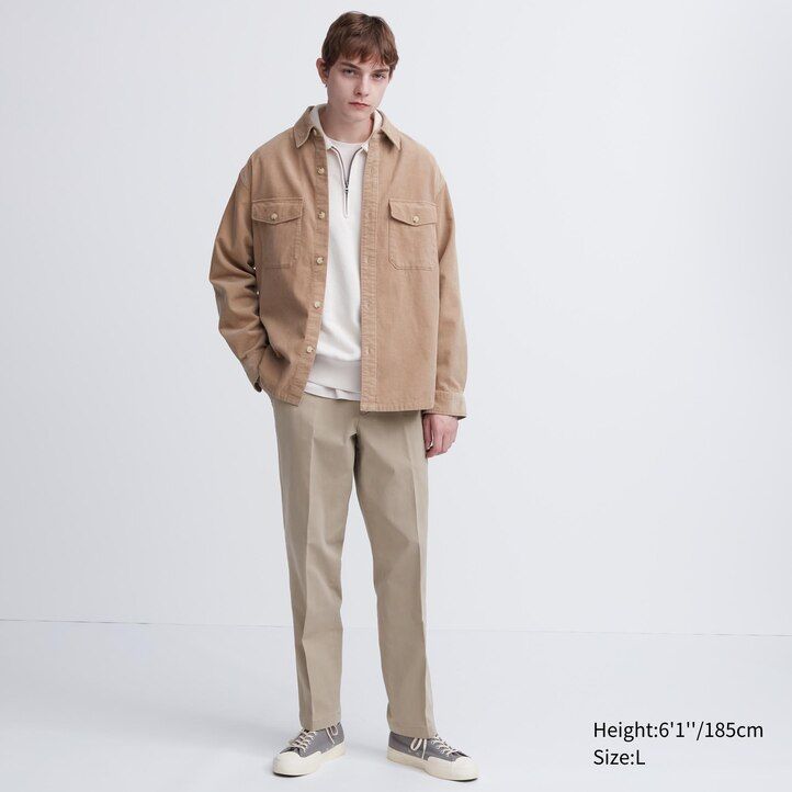 pánské kalhoty uniqlo smart cotton v tmavě modré barvě po kotníky